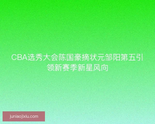 CBA选秀大会陈国豪摘状元邹阳第五引领新赛季新星风向