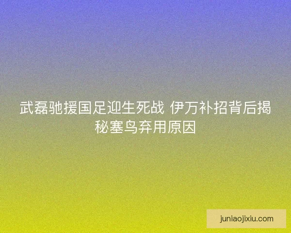 武磊驰援国足迎生死战 伊万补招背后揭秘塞鸟弃用原因