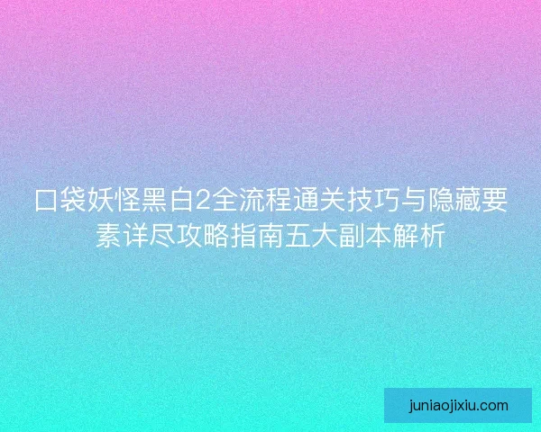 口袋妖怪黑白2全流程通关技巧与隐藏要素详尽攻略指南五大副本解析