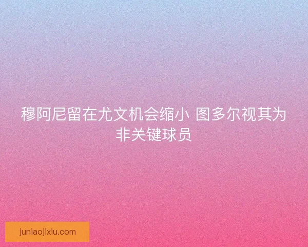 穆阿尼留在尤文机会缩小 图多尔视其为非关键球员 穆阿尼留在尤文机会缩小 图多尔视其为非关键球员