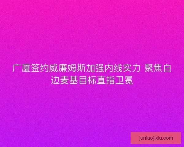 广厦签约威廉姆斯加强内线实力 聚焦白边麦基目标直指卫冕
